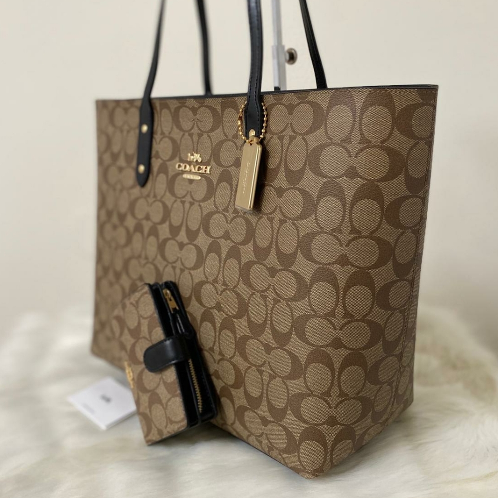⚜COACH TOWN TOTE IN SIGNATURE CANVAS AND WALLET - Picture 2 of 10